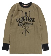 画像1: FREEWHEELERS & CO. ["CARNIVAL OF CHOPPERS" CREW NECKED THERMAL LONG SLEEVE SHIRT #2325028 OIL STAIN×BLACK size.M] (1)