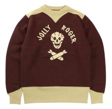 画像1: FREEWHEELERS & CO. ["USAAF 90TH BG 320TH BSQ JOLLY ROGER" ATHLETIC SWEAT SHIRT #2434011 OLD BROWN×DRY BEIGE size.42] (1)