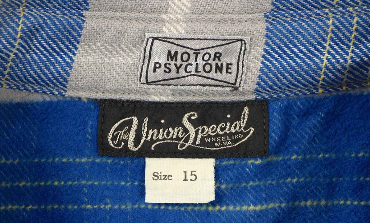 画像4: FREEWHEELERS & CO. ＜MOTOR PSYCLONE GARAGE SERIES＞ ["NOMAD" WORK SHIRT #2433001 VENETIAN BLUE×GRAY×OFF-WHITE×EGG YELLOW size.17 1/2] (4)