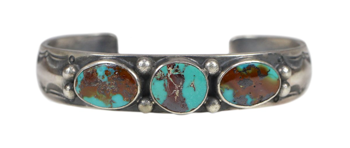 画像1: Navajo #2502 Fritson Toledo "Bangle (Pilot Mountain Turquoise)" (1)