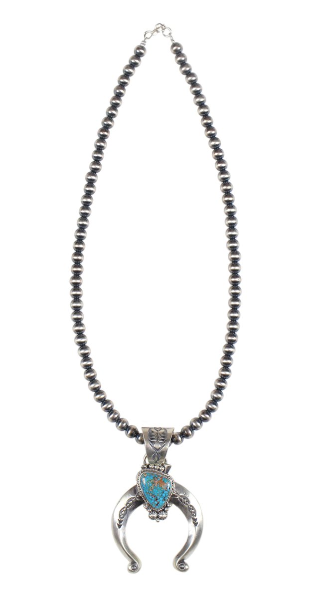 画像1: Navajo #2501 Samuel Yellowhair "Naja Necklace (Kingman Turquoise)"  (1)