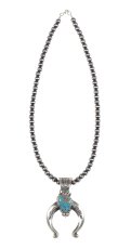 画像1: Navajo #2501 Samuel Yellowhair "Naja Necklace (Kingman Turquoise)"  (1)