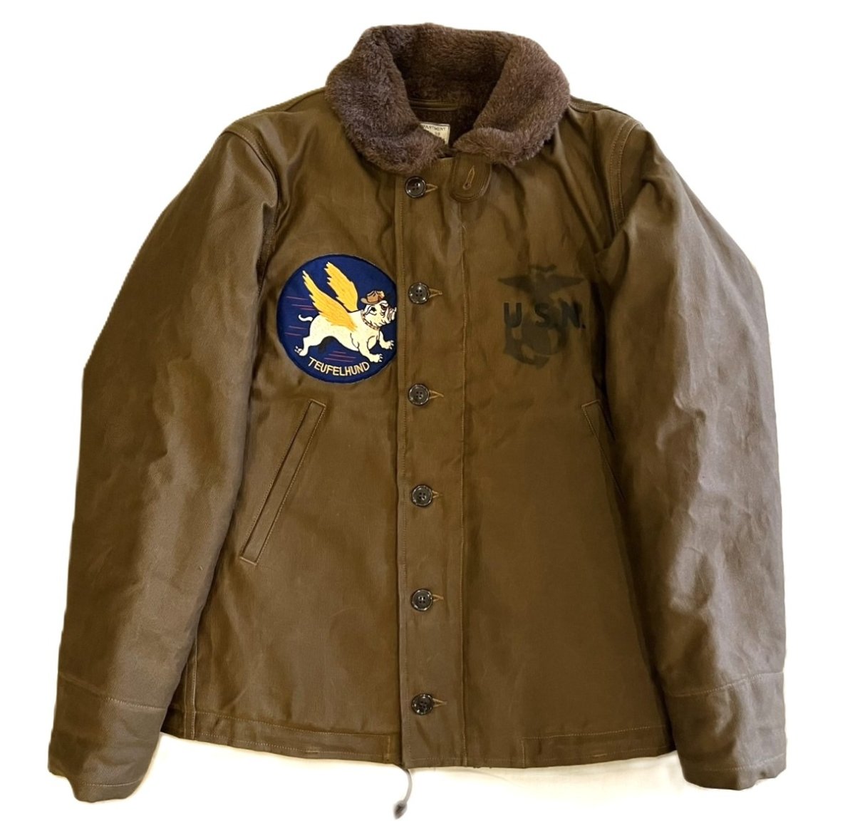 画像1: FREEWHEELERS & CO. [1944 U.S.M.C. Marine Scout Bombing SQ932 "TEUFELHUND" TYPE N-1 #2531002 DARK KHAKI BEIGE size.38,40,42,44] (1)