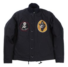 画像1: FREEWHEELERS & CO. ["KNUCKLE BONES" on "AAF 90thBG 400thBSQ" CIVILIAN DECK JACKET #2531004 DARK NAVY size.38,40,42,44] (1)