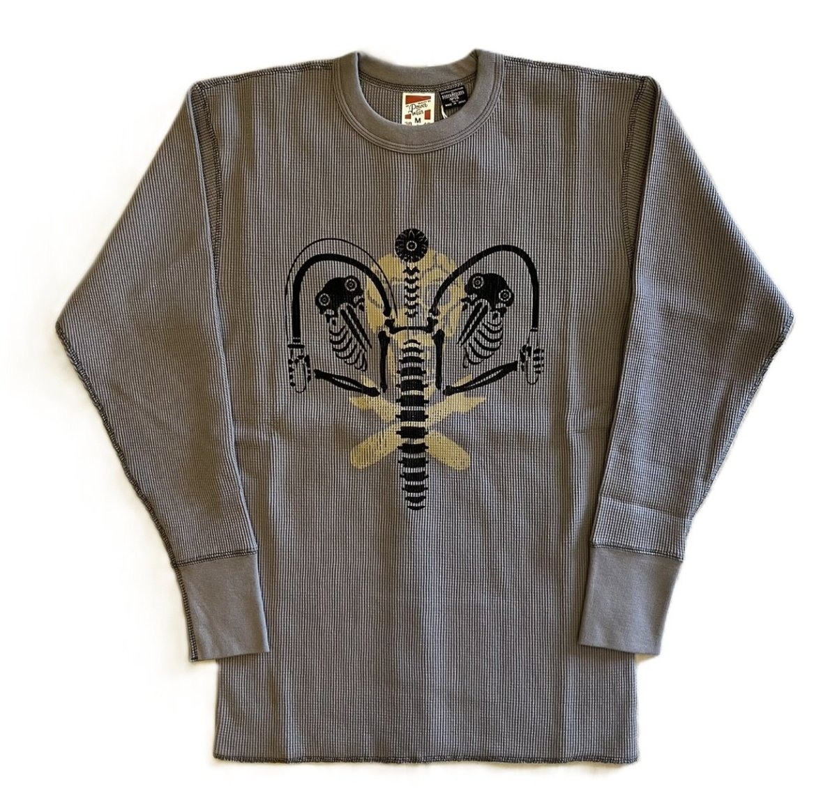 画像1: FREEWHEELERS & CO. ["KNUCKLE BONES" on "AAF 90thBG 400thBSQ" CREW NECKED THERMAL LONG SLEEVE SHIRT #2535008 MEDIUM GRAY size.M,L,XL] (1)
