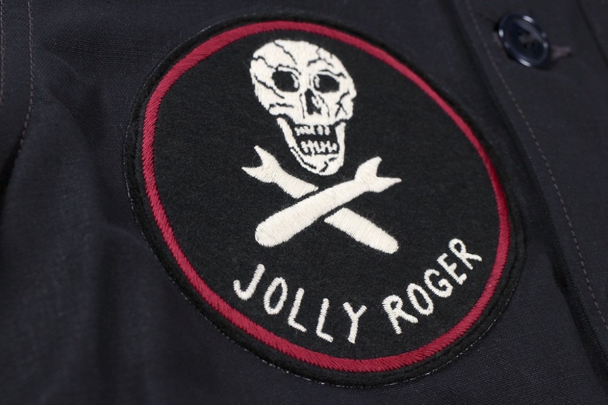 画像6: FREEWHEELERS & CO. ["KNUCKLE BONES" on "AAF 90thBG 400thBSQ" CIVILIAN DECK JACKET #2531004 DARK NAVY size.38,40,42,44] (6)