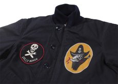 画像5: FREEWHEELERS & CO. ["KNUCKLE BONES" on "AAF 90thBG 400thBSQ" CIVILIAN DECK JACKET #2531004 DARK NAVY size.38,40,42,44] (5)