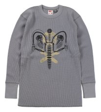 画像1: FREEWHEELERS & CO. ["KNUCKLE BONES" on "AAF 90thBG 400thBSQ" CREW NECKED THERMAL LONG SLEEVE SHIRT #2535008 MEDIUM GRAY size.L,XL] (1)