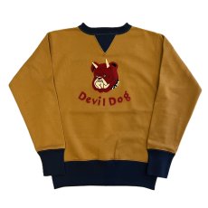 画像1: FREEWHEELERS & CO. ["Devil Dog" DOUBLE V SWEAT SHIRT #2534003 OLD GOLD×DEEP BLUEBERRY size.38,40,42,44,46] (1)