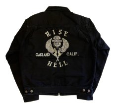 画像2: FREEWHEELERS & CO. ＜MOTOR PSYCLONE GARAGE SERIES＞ ["RISING FROM HELL" GARAGE WORKER JACKET #2531019 YARN-DYED RUDE BLACK size.38,40,42] (2)