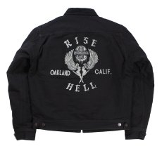 画像2: FREEWHEELERS & CO. ＜MOTOR PSYCLONE GARAGE SERIES＞ ["RISING FROM HELL" GARAGE WORKER JACKET #2531019 YARN-DYED RUDE BLACK size.40] (2)