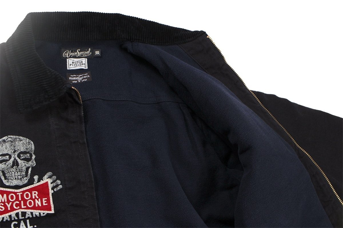 画像4: FREEWHEELERS & CO. ＜MOTOR PSYCLONE GARAGE SERIES＞ ["RISING FROM HELL" GARAGE WORKER JACKET #2531019 YARN-DYED RUDE BLACK size.40] (4)