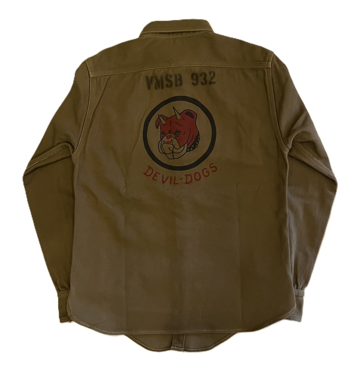 画像2: FREEWHEELERS & CO. [1944 U.S.M.C. Marine Scout Bombing SQ932 "TEUFELHUND" Gemsa #2533002 KHAKI OLIVE size.15,16,17,17 1/2] (2)