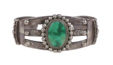 画像1: Navajo #2601 Glen Adakai 1940s "Fred Harvy Style Turquoise Bangle (Fox Turquoise)"  (1)