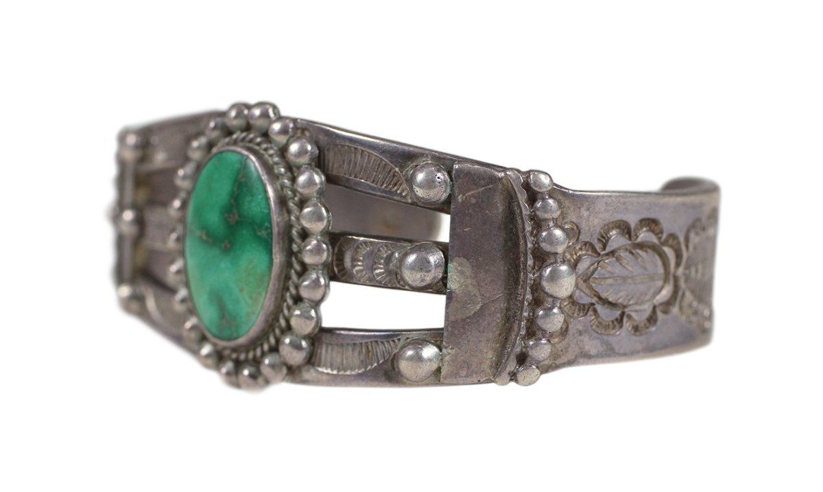 画像6: Navajo #2601 Glen Adakai 1940s "Fred Harvy Style Turquoise Bangle (Fox Turquoise)"  (6)