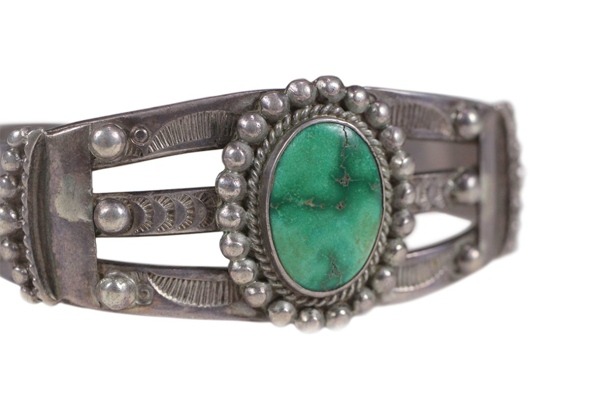 画像7: Navajo #2601 Glen Adakai 1940s "Fred Harvy Style Turquoise Bangle (Fox Turquoise)"  (7)