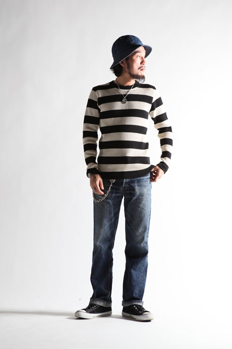 WESTRIDE -CLASSIC RIB BORDER SWEATER- BLK×IVORY